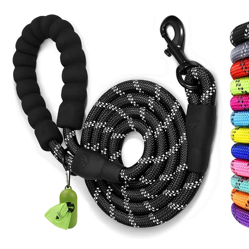 Rope Dog Leash with Soft Padded Handle, Reflective Lead for Medium Dogs